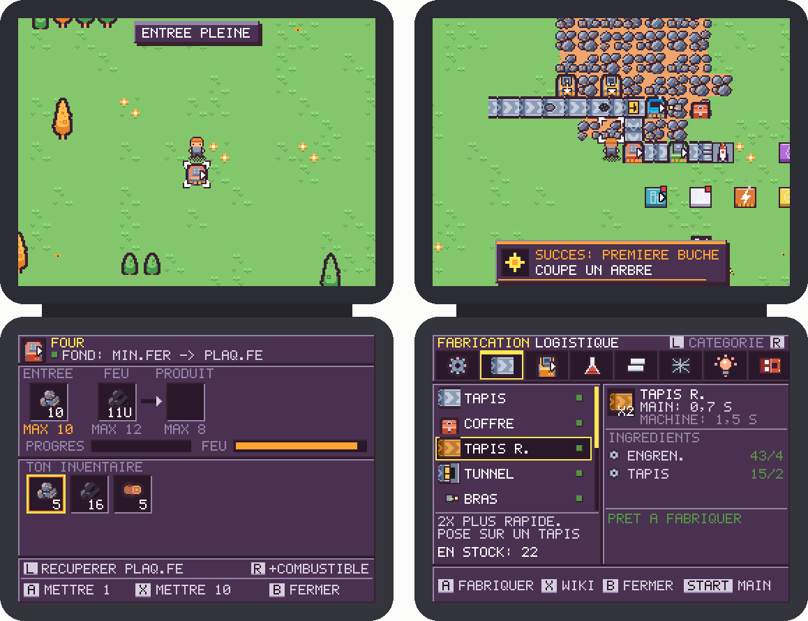 Furnace panel and crafting menu